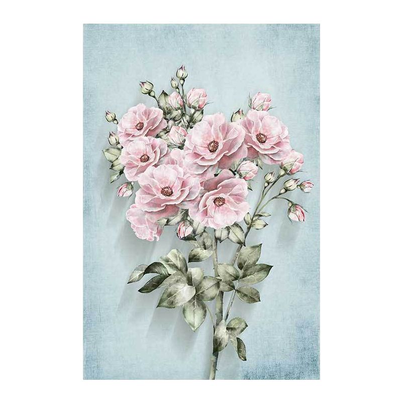 Blossoming Flower Wall Decor Rustic Beautiful Bouquet Canvas Art in Green and Pink