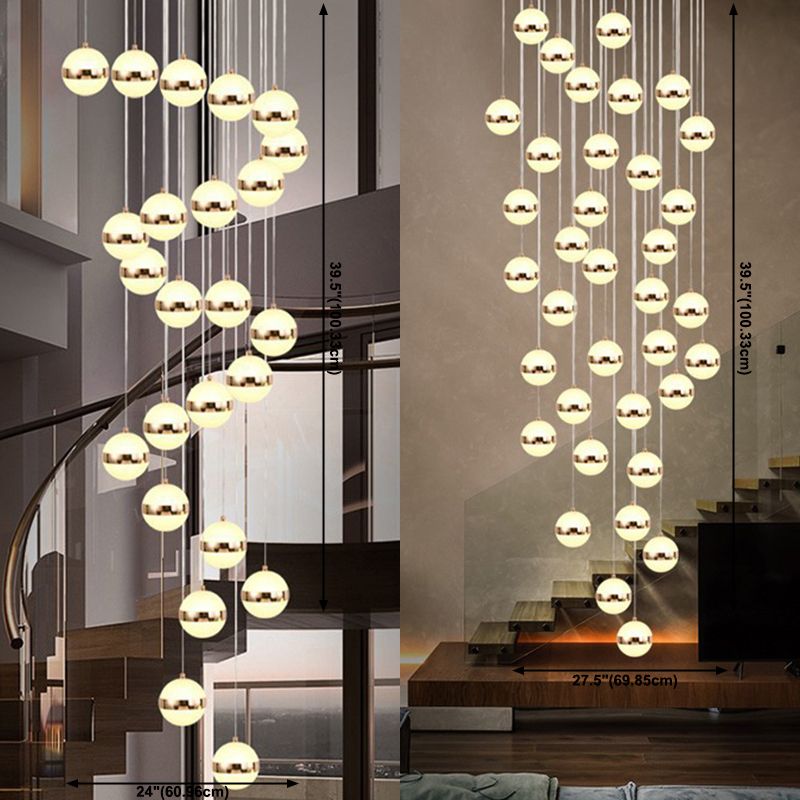 Acrylic Gold LED Pendant Light in Modern Style Aluminium Globe Hanging Lamp for Interior Place