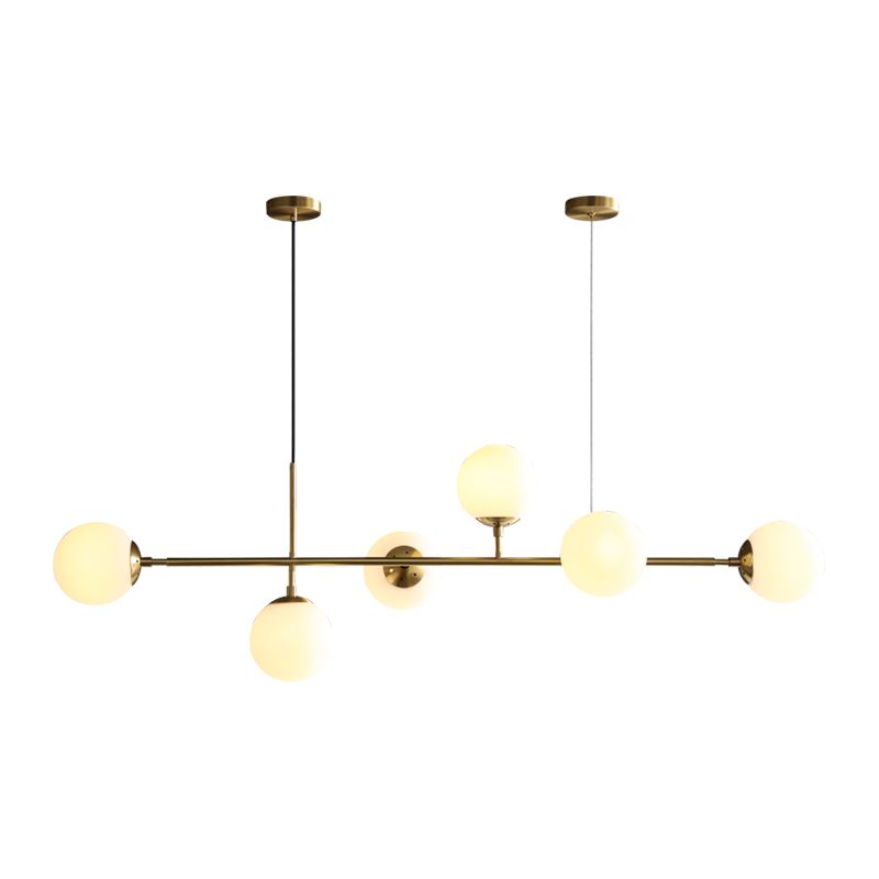 Round Dinning Room Island Pendant Light Glass Minimalist Style Hanging Island Light