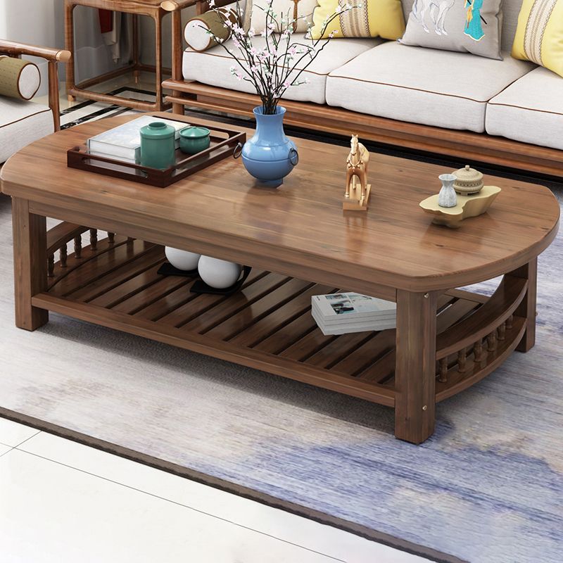 20"H Contemporary Coffee Table Solid Wood Storage Cocktail Table