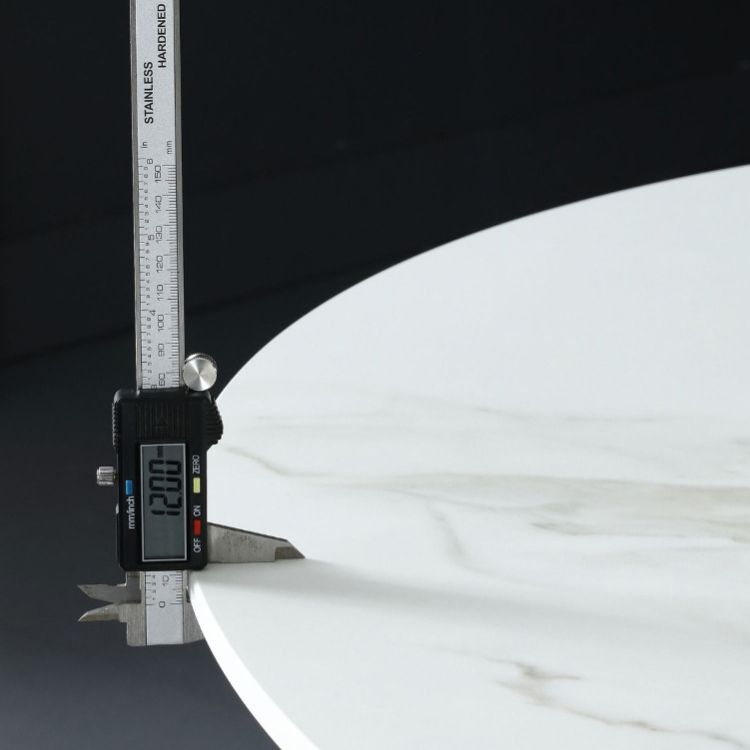 Round Stone Dining Table Modern Turntable Furniture with Pedestal Base in Matte Finish