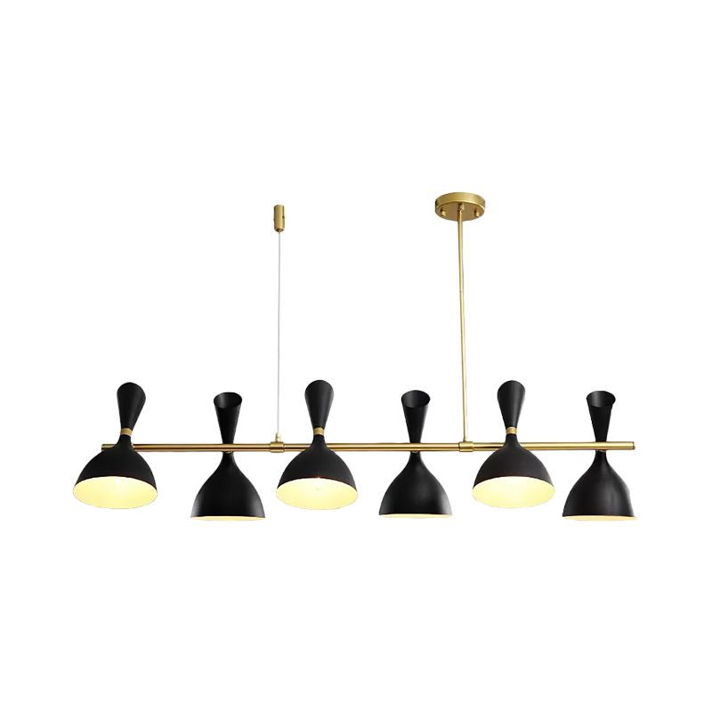 Corna di corno metallico Isola Light Dining Room 4/6 Luci lampadario a sospeso nordico in nero/bianco