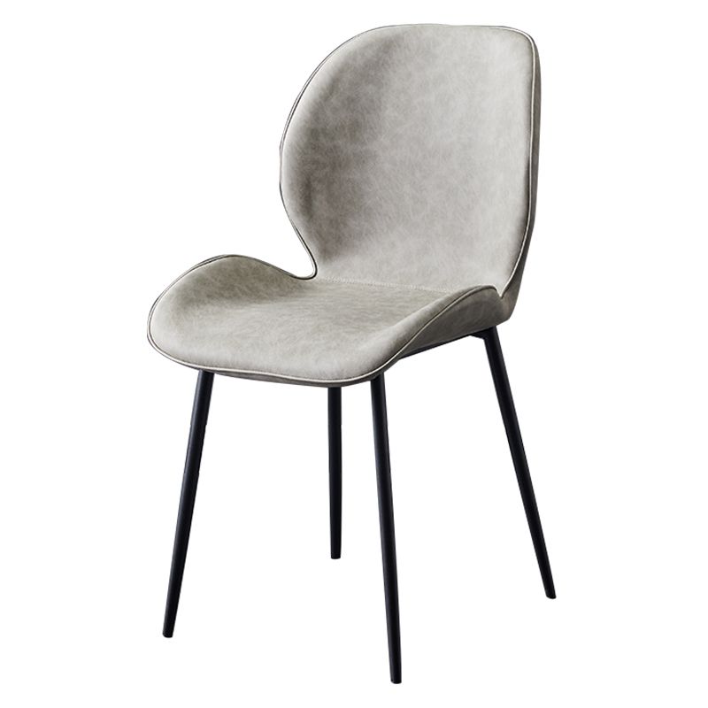 Chaise de salle à manger en métal de style contemporain chaise arrière solide avec jambes noires