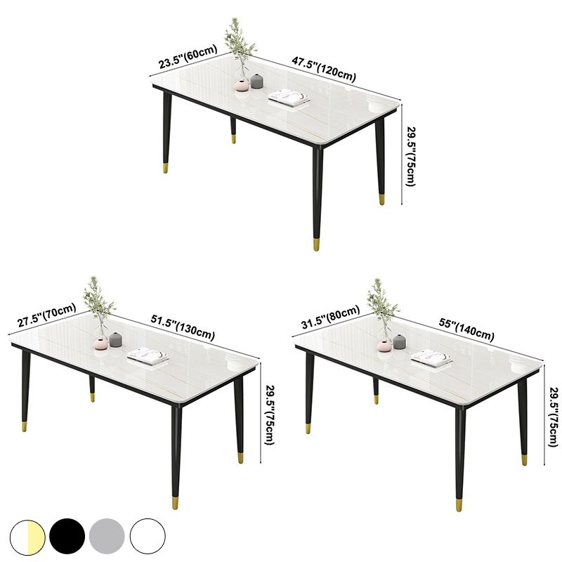Casual Sintered Stone Standard Dining Table Rectangle Shape Dining Table for Kitchen