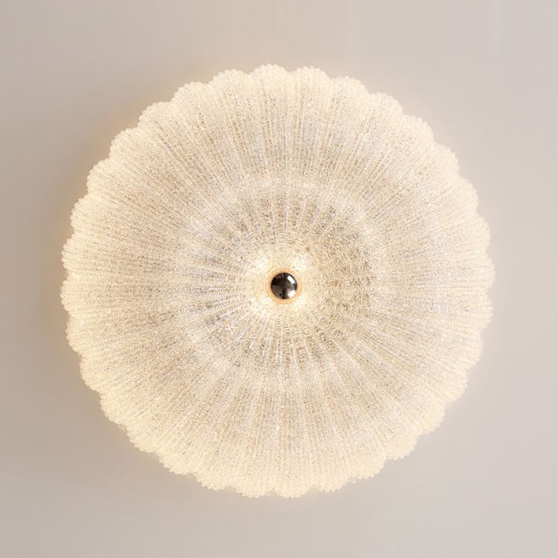 Modern Style Ceiling Mount Light Round LED with Glass Shade for Bedroom