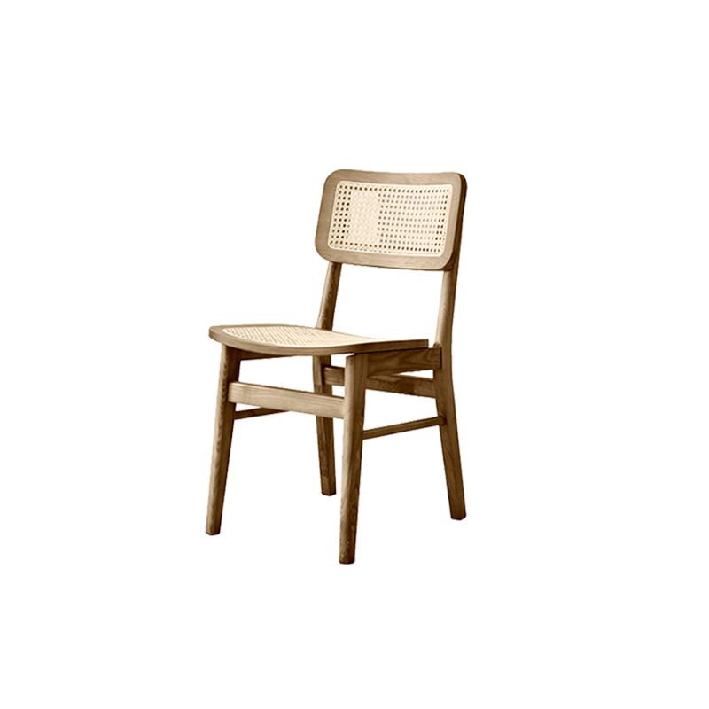 Ash Solid Wood Frame Bar Stool Contemporary Armless Indoor Stool with Rattan Seat
