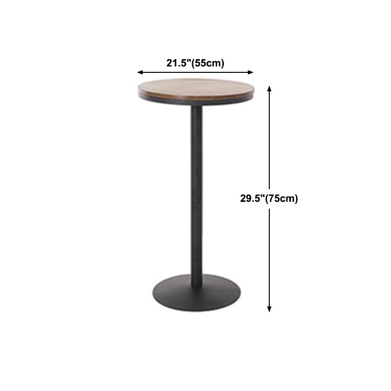 Industrial Black Metal Bar Table Wood 21.6"W Top Indoor Pedestal Bistro Table