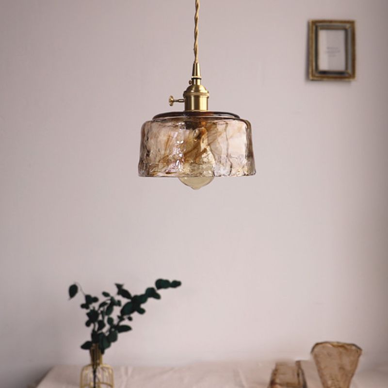 Luminaire de pendentif en verre vintage 1-Light Gold suspendu plafond pour salle à manger