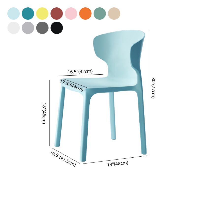 Sillas de comedor de plástico estilo escandinavo sin brazos Sillas con respaldo (juego de 4)