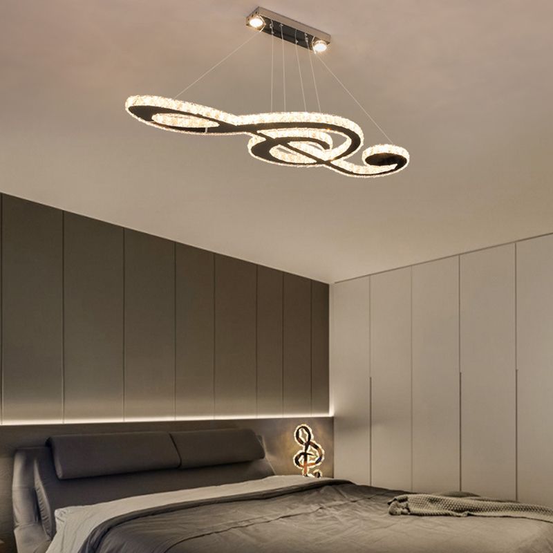 Contemporary Pendant Lights Note Shape Island Lights Crystal 3 Light for Kitchen Island