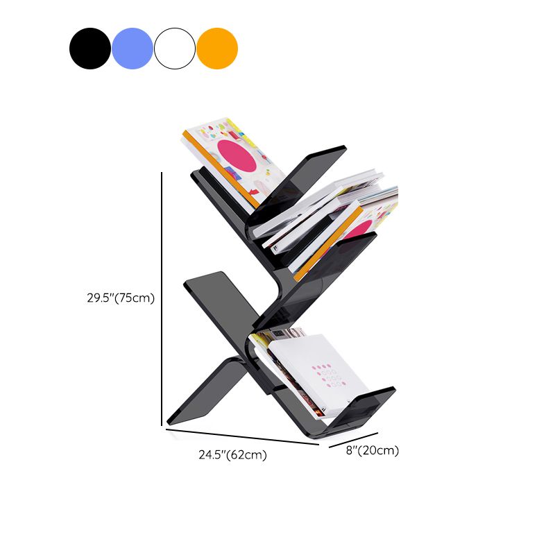 Modern Open Back Standard Bookshelf Acrylic Bookcase with Shelves for Study Room
