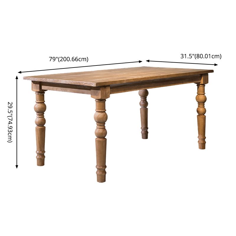 Set da pranzo in legno massiccio in stile fattoria con tavolo a forma di rettangolo e base a 4 gambe per uso domestico