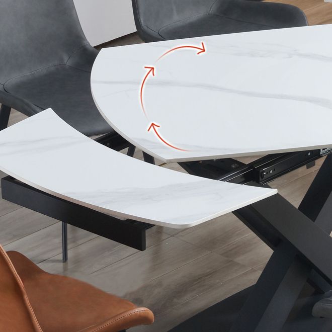 Extendable Modern Kitchen Sintered Stone Furniture Standard Height Dining Room Table Set