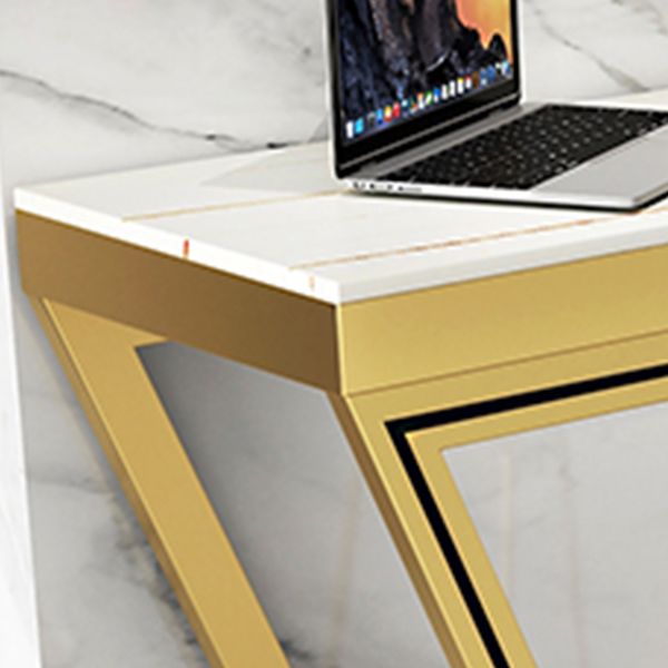 Glam Sintered Stone Bistro Bar Table Rectangle Metal Base Bar Table