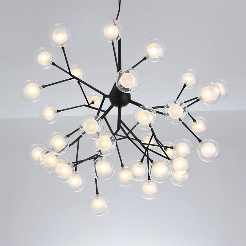 Simplicity LED Chandelier Lamp Bubble Pendant Lighting with Dual Glass Shade for Living Room
