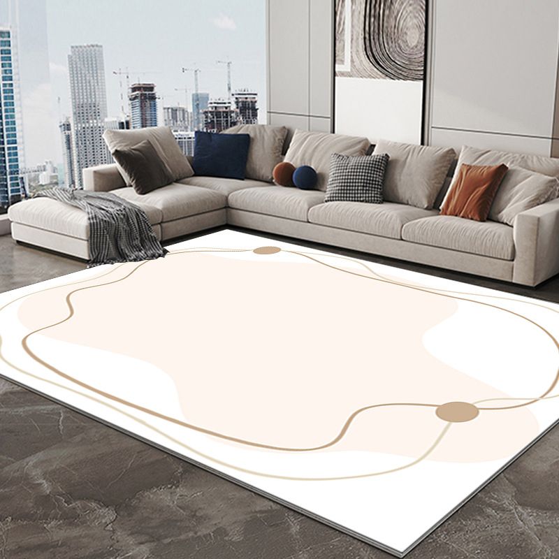 Abstract Print Living Room Non-Slip Backing Rectangle Modern Polyster Carpet