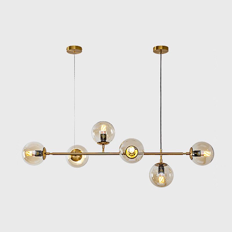 Multi Lights Island Light Modern Island Hanging Light with Glass Shade for Dining Room