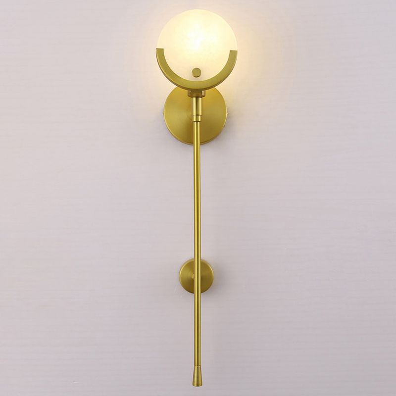 Modern Metal Wall Light Gold Round Wall Sconce with Mica for Living Room