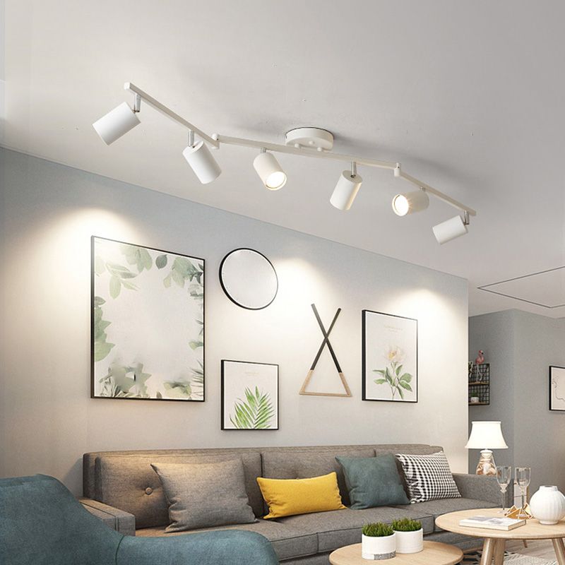 Nordic Zylindrische Metall Track Spotlights Semi Flush Ceiling Track Lighting für Foyer und Cloakroom