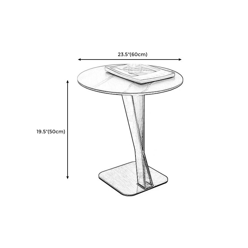 Modern Style Black Metal Iron Base Grey/black/white Slate Top Round Side Table