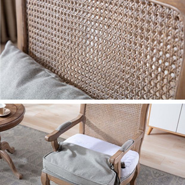 Country Style Dining Arm Chair Solid Back Chair with 4 Wood Legs for Home Use
