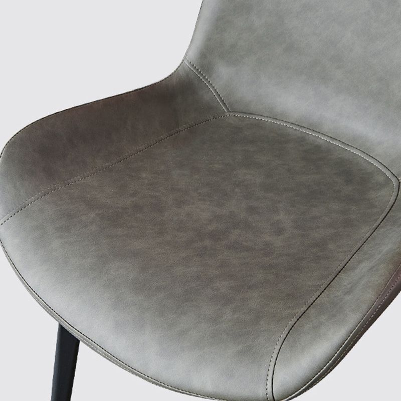 Industrial Leather Dining Chairs Solid Back Arm Side Chairs for Kitchen