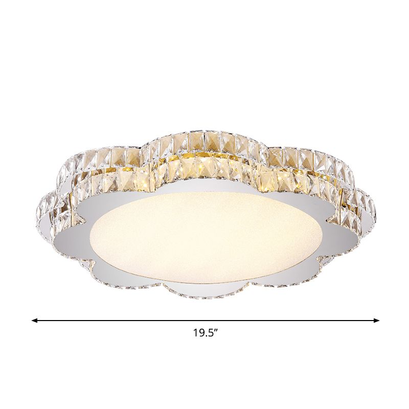 Clear Crystal Flower/Octagon Flushmount Minimalism LED Stainless-Steel Close to Ceiling Lamp