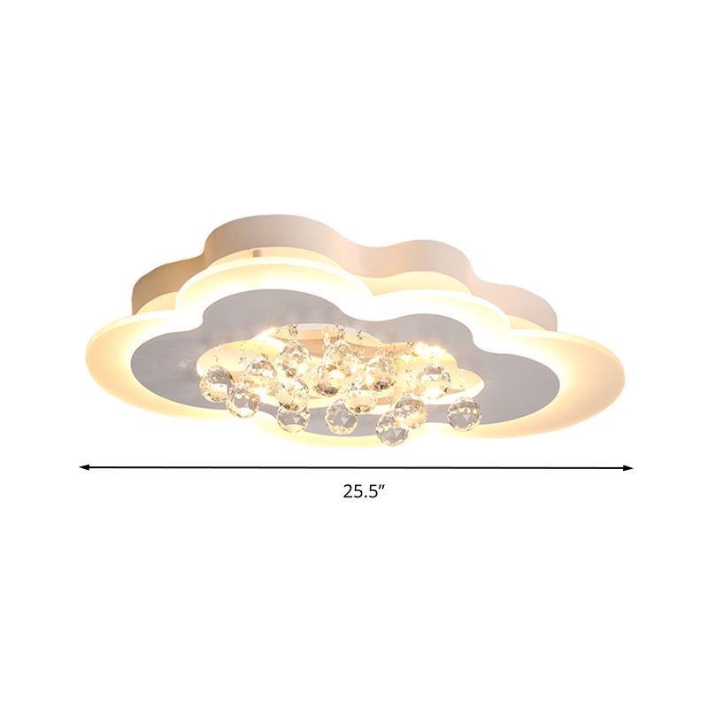 Lámpara de techo con nube de cristal facetado, luz LED blanca minimalista de montaje empotrado en luz blanca/cálida, 21,5"/25,5" de ancho