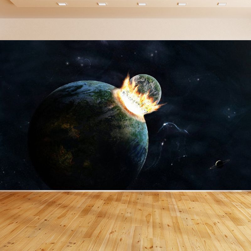 Peinture murale vue planète couleur pastel, pour décoration murale de salon contemporain