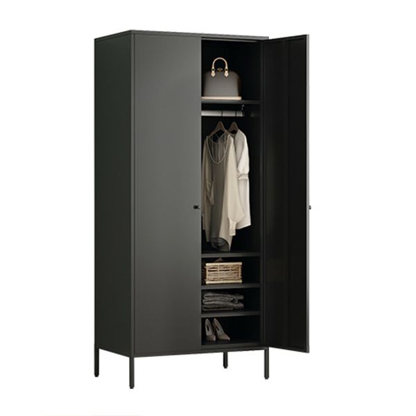 Contemporary Style Metal Wardrobe Adjustable Shelves Wardrobe Closet with Legs