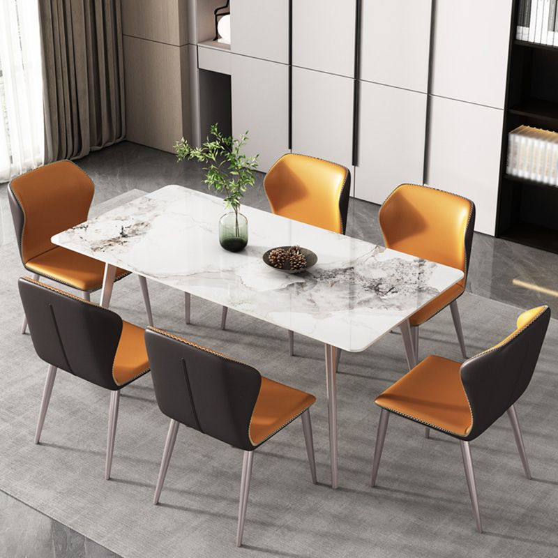 Rectangle Dining Table Modern 4 Legs Fixed Table of Sintered Stone