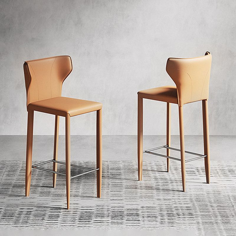 Glam Leather Counter Height Stools Low Back Bar Stools for Indoor