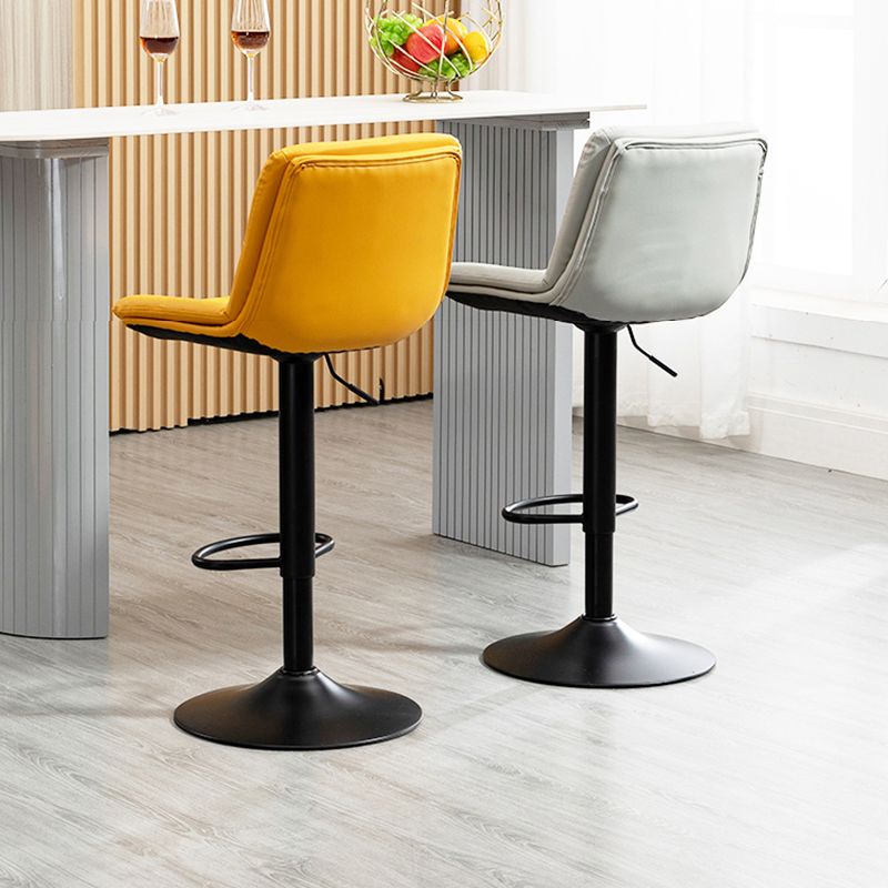 Contemporary Metal Barstool Faux Leather Footrest Adjustable Low Back Counter Stool
