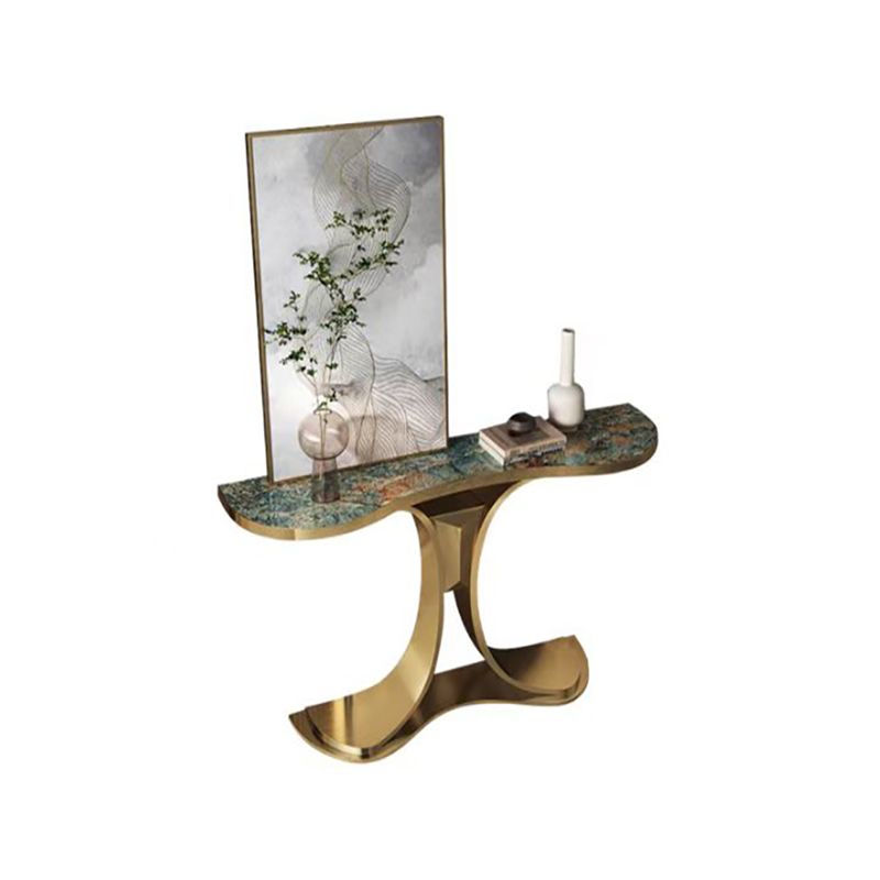 Glam Free Form Console Table with Stainless Steel Bracket for Hall