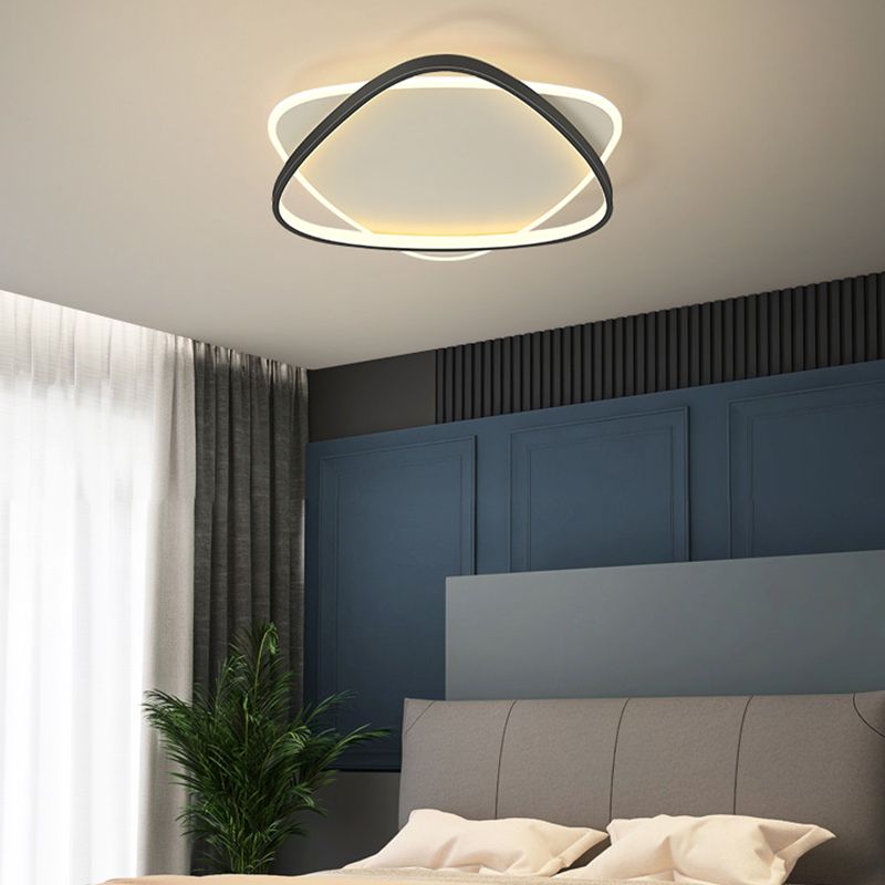 Plafonnier LED noir et blanc de style moderne, plafonnier géométrique en fer avec abat-jour en acrylique