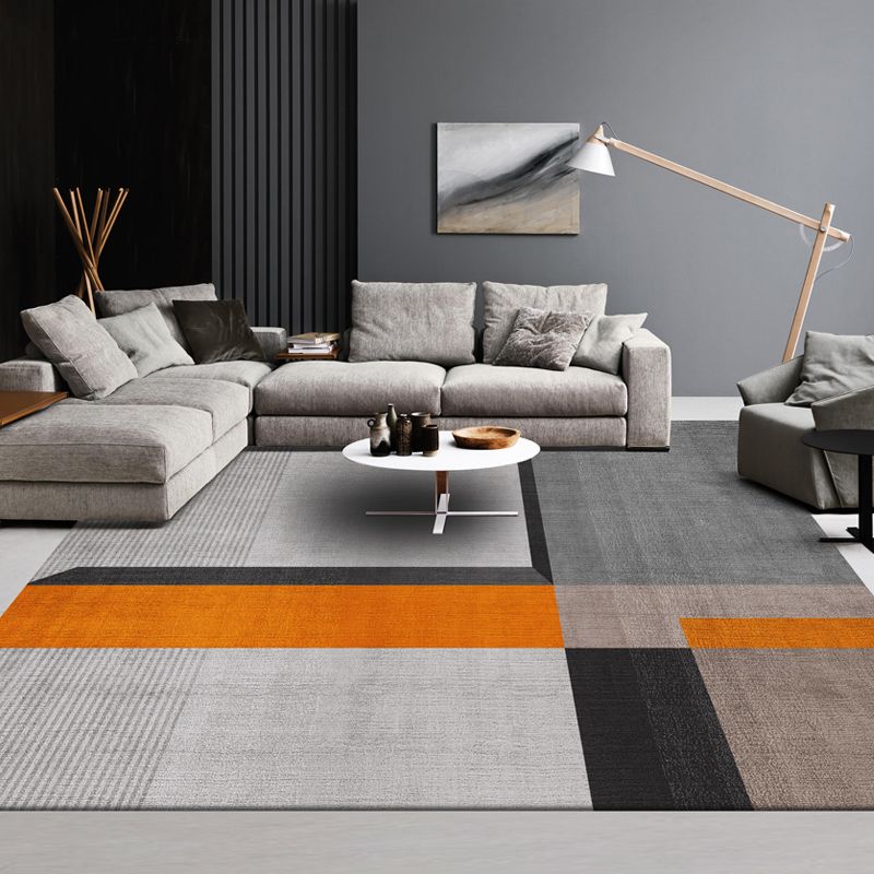 Modern Living Room Carpet Geometric Pattern Polyester Area Rug Non-Slip Backing Rug
