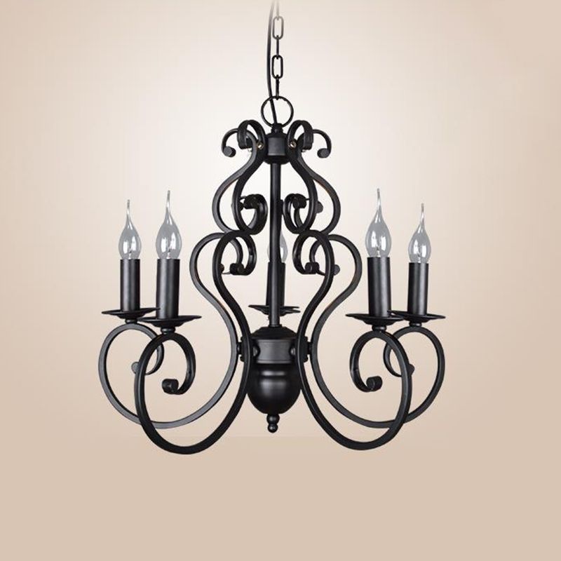 5/6 Lichten metalen hangers kroonluchter klassieke zwarte gezwilde arm woonkamer hangende plafond armatuur