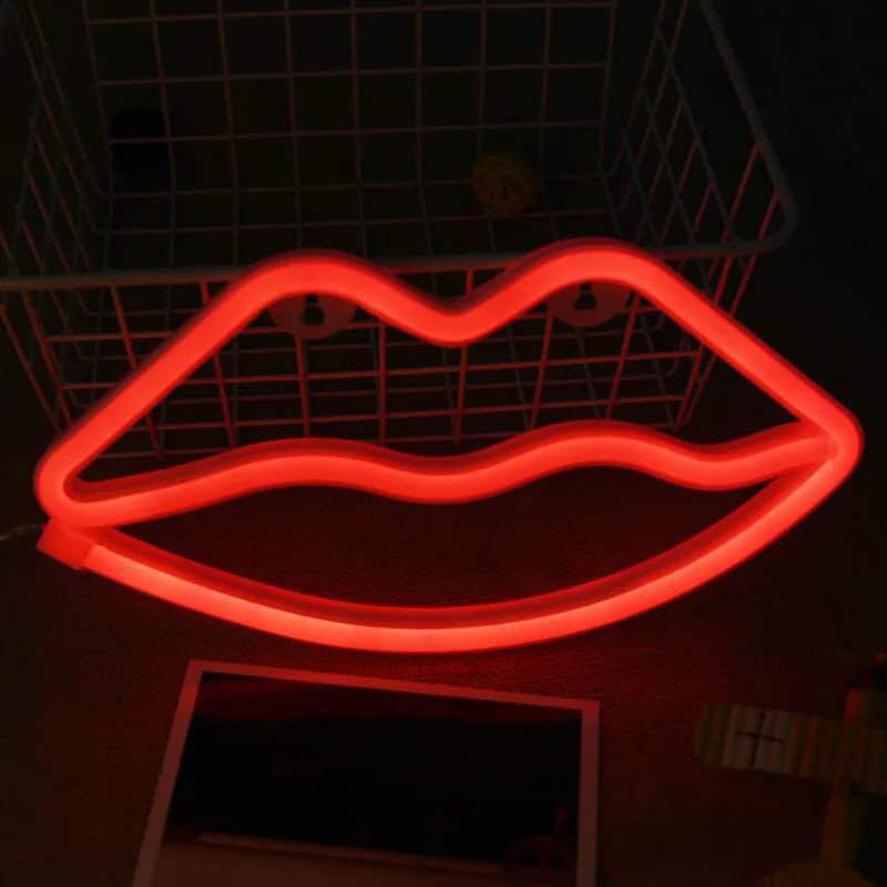 Red Lip-Shaped Nightstand Light Contemporary LED Plastic Wall Lighting for Children Room