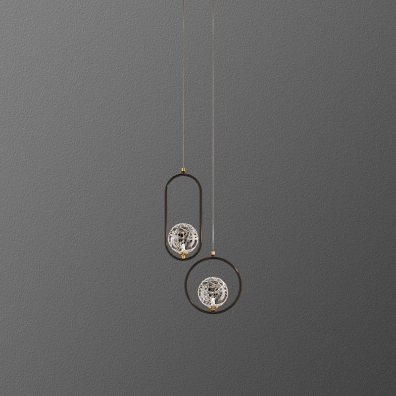 Strukturierte Kristallglaskugel Anhänger Einfachheit 1 Kopfpendel Licht für Schlafzimmer