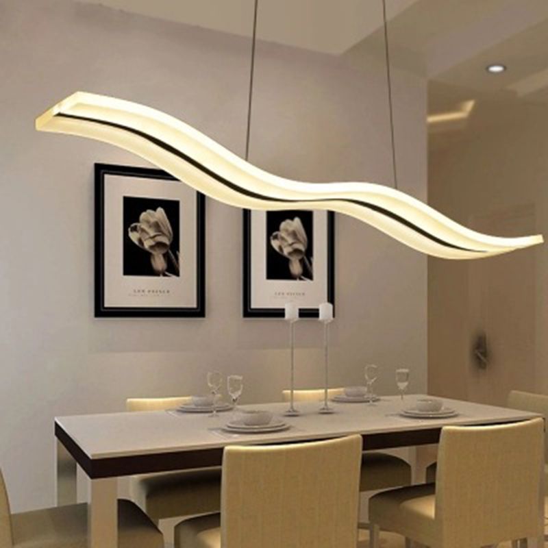 Modern Minimalist LED Island Pendant Lighting Wave Acrylic Island Ceiling Light for Living Room