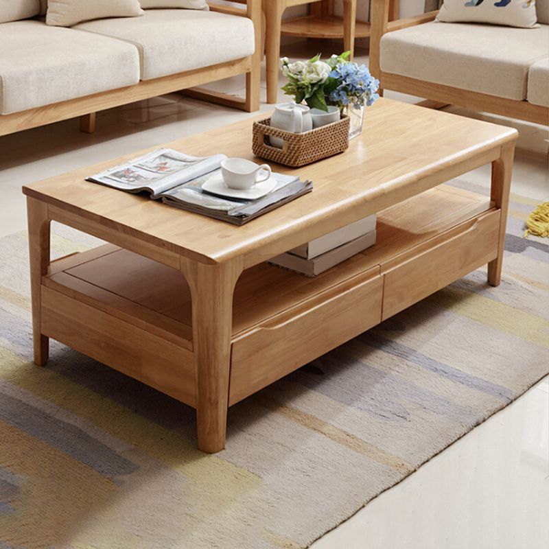 Modern 4 Legs with Storage Drawers Rectangular Single Coffee Table