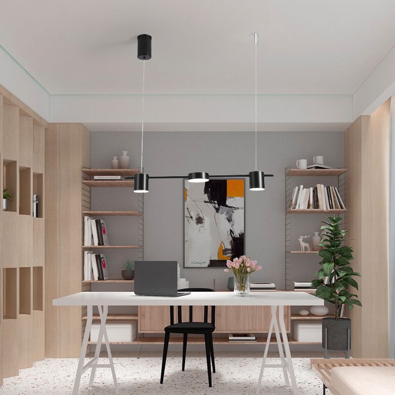 Metal Cylinder Island Light Fixtures Modern Multiple-Light Island Pendant