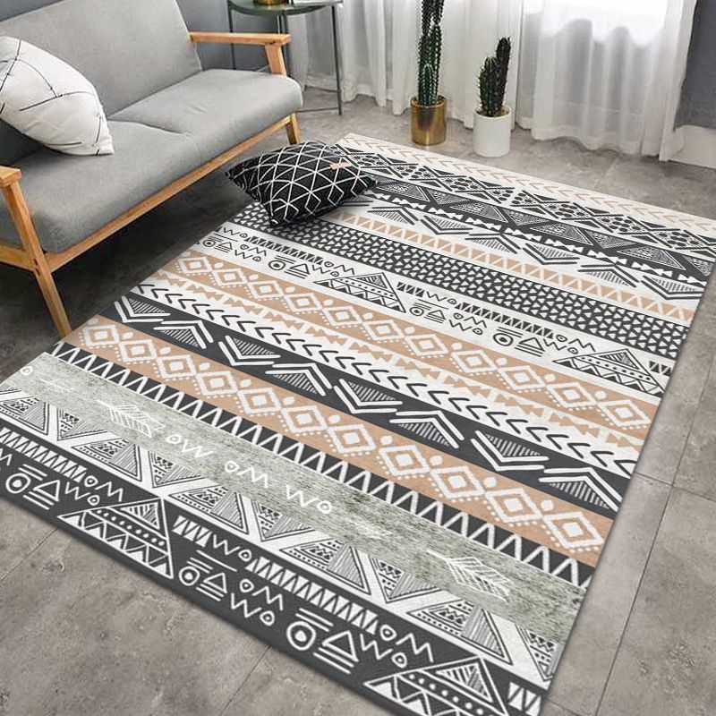 Bedroom Carpet Morocco Print Indoor Rug Polyester Area Rug with Non-Slip Backing