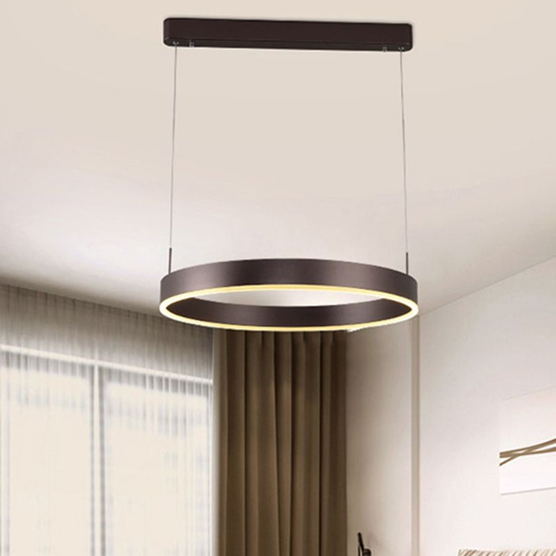 Modern 1/2/3-Light Suspension Pendant with Acrylic Shade Coffee Ring Chandelier Light in Warm/White Light