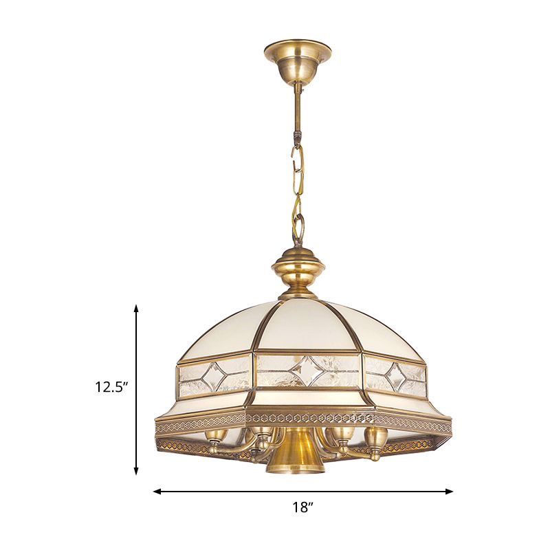 7 lampadine lampadario in vetro sabbia di vetro coloniale a cupola oro soggiorno dell'illuminazione a sospensione a sospensione