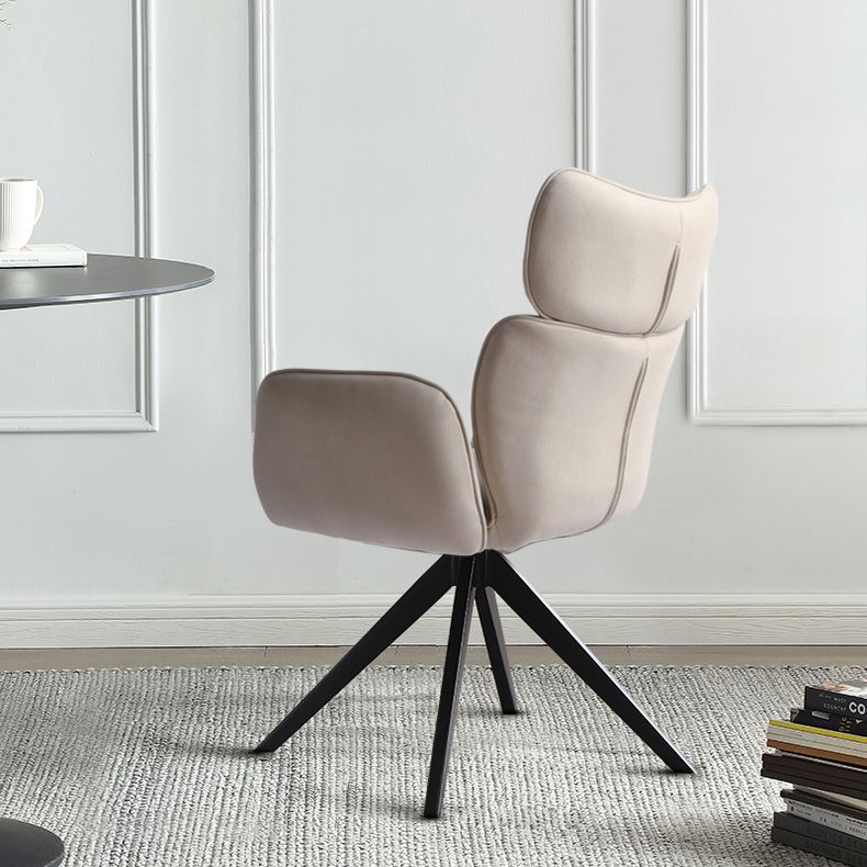 Silla de comedor de metal contemporánea, silla lateral de comedor tapizada para uso doméstico