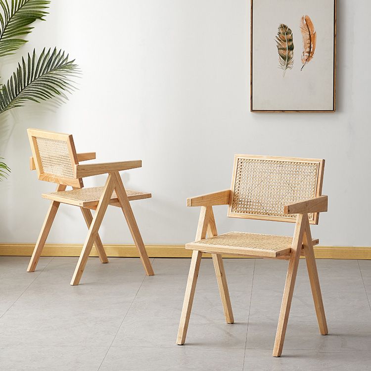Contemporary Open Back Kitchen Dining Arm Chair Solid Wood Dining Arm Chair