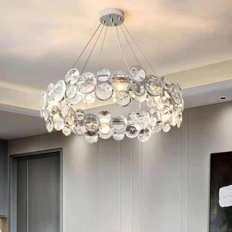 Modern Style Hanging Lights Round Crystal LED Chandelier for Living Room