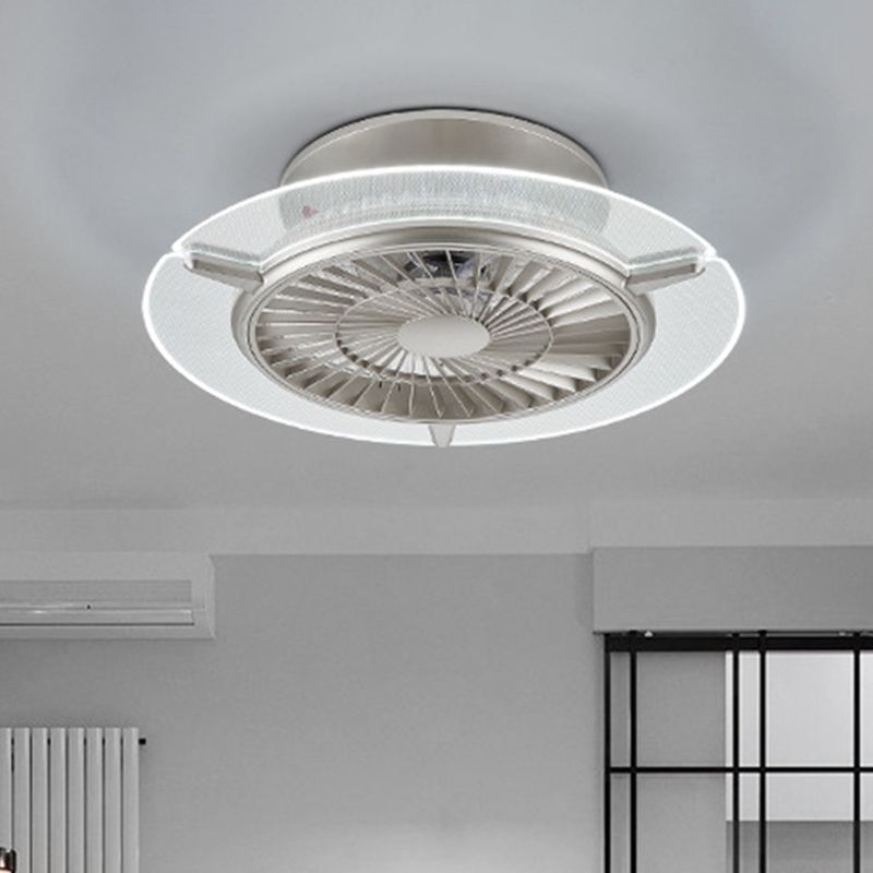 Gold/Silber -LED -Deckenlüfter Beleuchtung Modernismus Metall Rund/Sechseck Semi Flushmount für Wohnzimmer, 23,5 "breit