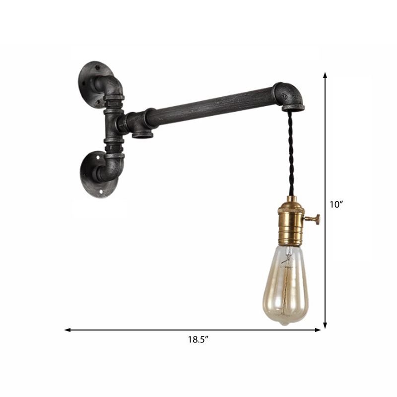 Metal Black Sconce Light Hanging Shade 1/4 Light Industrial Wall Mounted Lighting for Dining Room
